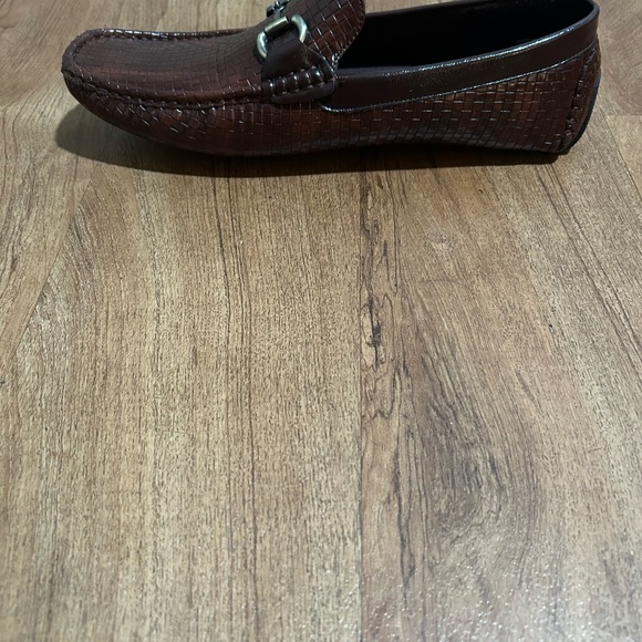 David Stone Brown Men’s Size 10 Woven Faux Leather Horsebit Loafers Moccasins - Picture 8 of 10
